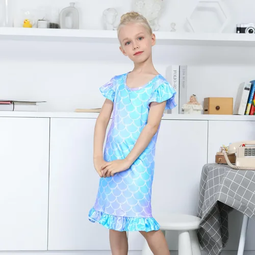 Vista 2 de Camisón de noche para niñas, vestido de noche, unicornio, arcoíris, princesa, pijamas, ropa de dormir, camisón