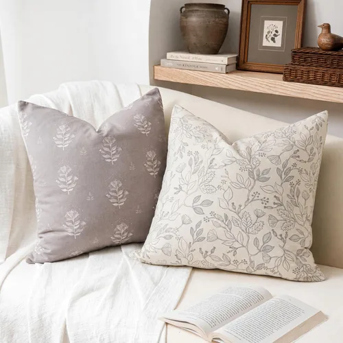 Vista 24 de SageSelvas Fundas de almohada decorativas florales de 18 x 18 pulgadas, juego de 2, fundas de almohada de estilo rústico costero azul para sofá