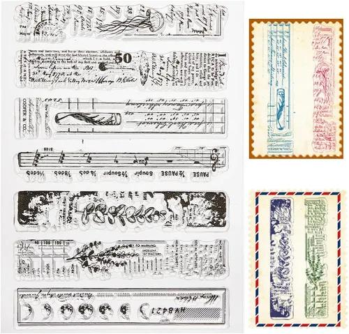 Vista 8 de CRASPIRE Sellos Transparentes con Fondo de Grieta Vintage Retro, Sellos de Goma Reutilizables de Silicona Transparente para Álbum de Fotos, Álbum