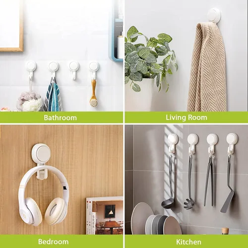 Vista 5 de Elegear Ganchos de ducha resistentes (paquete de 2) – Ganchos de succión al vacío impermeables y reutilizables para baño, cocina