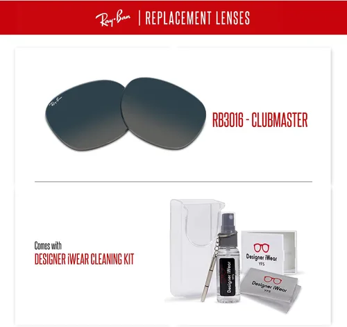 Vista 4 de Ray-Ban Original CLUBMASTER RB3016 Replacement Lenses +BUNDLE with ACCESSORY EYEWEAR KIT
