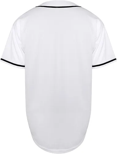 Vista 4 de MESOSPERO Camiseta de béisbol lisa con botones en blanco de manga corta Hipster Hip Hop