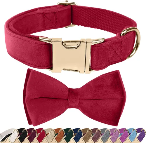 Vista 14 de Collares para perros con lazo, collar de terciopelo para cachorros con hebilla de seguridad de aleación de zinc, collar de lazo suave ajustable
