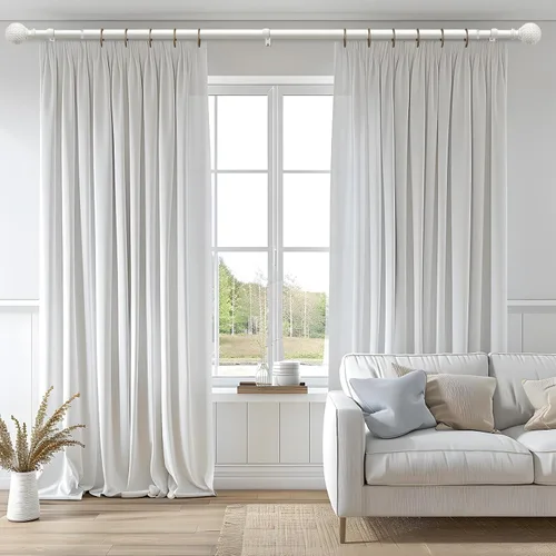 Vista 2 de QDWIS Barras de cortina de bola blancas antiguas para ventanas de 28 a 48 pulgadas, barra de cortina ajustable resistente de 1 pulgada, juego