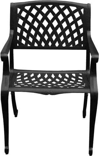 Vista 3 de Oakland Living Silla de comedor de patio negro de aluminio fundido de malla al aire libre moderna