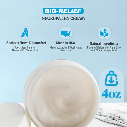 Vista 3 de Crema neuropatía BIO RELIEF 4oz fabricada en Estados Unidos