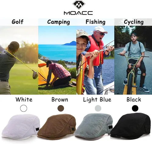 Vista 7 de M MOACC Boina para hombre, malla transpirable, de verano, gorra de boina plana ajustable