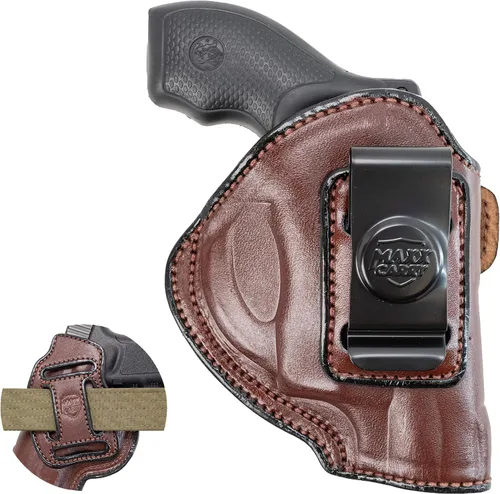 Vista 10 de Maxx Carry Funda de cuero de alta calidad OWB e IWB de 4 vías para pistola de marco J para los modelos S&W 442 y 642 Airweight 637, 638, 640 y otros
