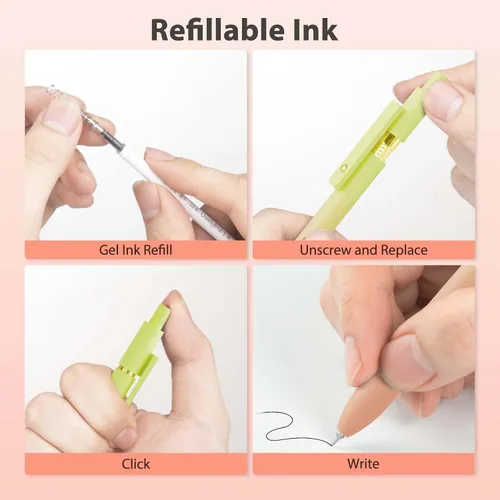 Vista 3 de MIUTME Bolígrafos de gel, bolígrafos de tinta negra de secado rápido de 0.020 in, bolígrafos de escritura suave de punta fina, bonitos suministros