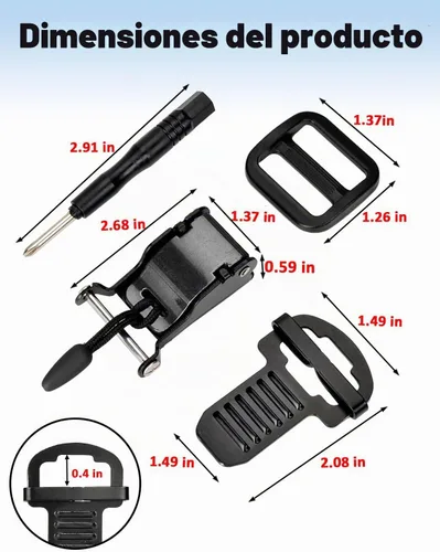 Vista 5 de Lamborsafe Kit de hebilla de liberación rápida para casco, clip de correa de barbilla para casco de motocicleta para cara completa, 3/4, medios Negro