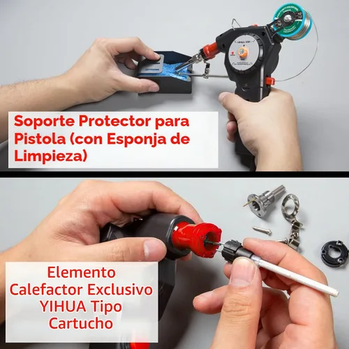 Vista 7 de YIHUA 929D-I Pistola de soldadura motorizada de alimentación automática con temperatura precisa variable (200-450°C), interruptor de encendido