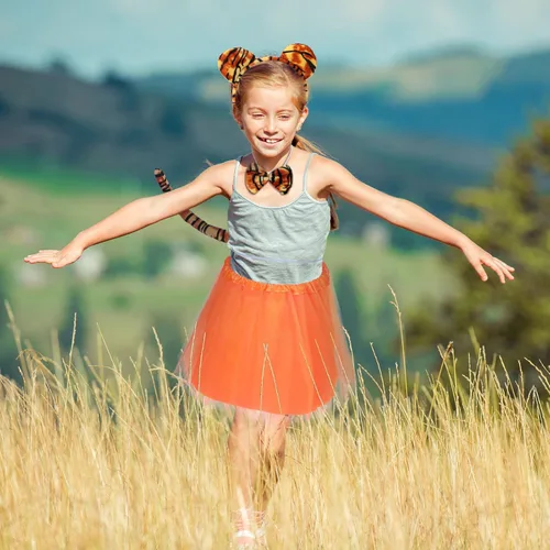 Vista 7 de 2 Sets Animal Kid Costume CheetahTigerPigElephant with Headband Tail Bow Tie Tutu Skirt Nose for Girl Toddler Halloween