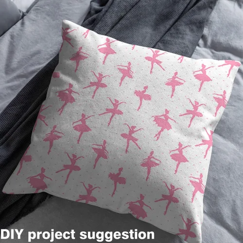 Vista 4 de The Yard - Tela de ballet para niñas, pintada a mano, silueta de ballet, tela rosa para niños, tela de lunares para acolchar, costura, regalo