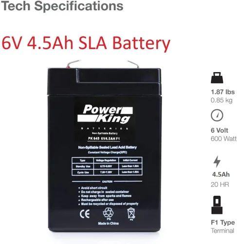 Vista 2 de Jiming JM-6M4.5AC 6V 5Ah Batería de plomo ácido sellada recargable Beiter DC Power (1)