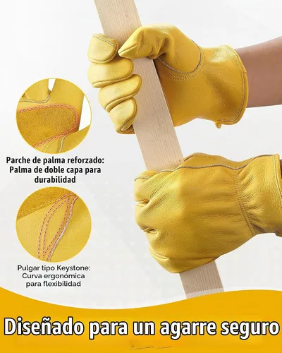 Vista 3 de DULFINE Cowhide Leather Gardening Work Gloves for Men 1/3/12 Pairs