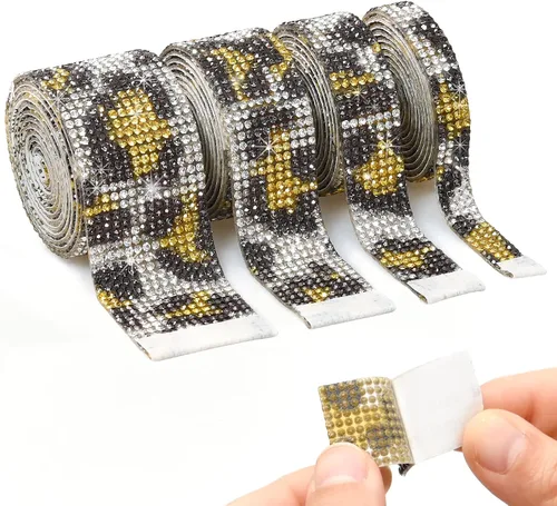 Vista 13 de 4 rollos de calcomanías autoadhesivas de diamantes de imitación de color negro, con diamantes de imitación de 0.079 pulgadas (0.079 in)