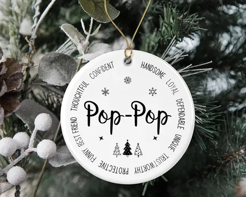 Vista 2 de Descriptive Pop-Pop Ornament, Best Pop-Pop Ever Christmas Ornament, Pop-Pop Xmas Keepsake Gift from Daughter Or Son, New Pop-Pop Ornament Gift