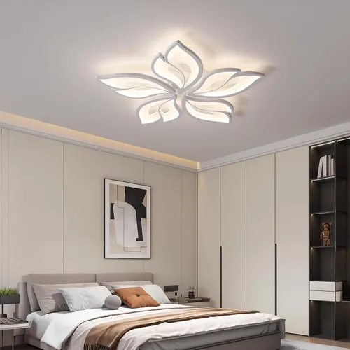 Vista 13 de JAYMP Lámpara de techo en forma de flor regulable moderna lámpara de techo con control remoto LED para dormitorio, sala de estar, comedor
