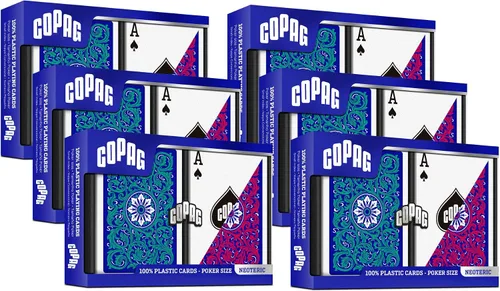 Vista 11 de Copag 1546 Neoteric Design - Juego de cartas 100% de plástico, tamaño de póquer (estándar) verde/rojo (índice jumbo, 1 juego)