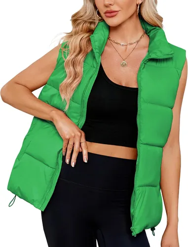 Vista 17 de Century Star Chaleco acolchado para mujer, ropa de abrigo, chaleco acolchado de gran tamaño 2024, chaquetas con bolsillos Negro