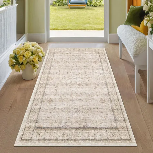 Vista 122 de Hazo Haus – Alfombra pequeña para entrada, cocina o baño, antideslizante con base de goma, resistente a las manchas y a la decoloración, diseño