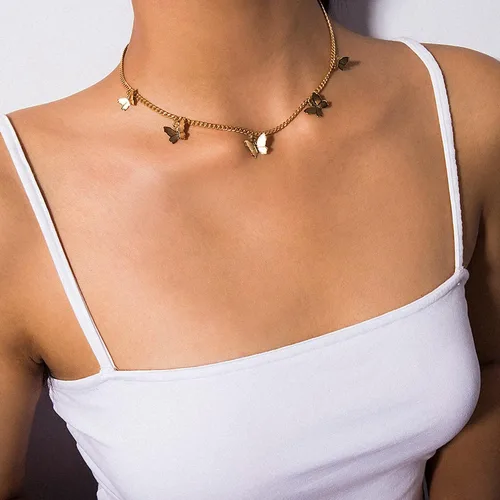 Vista 3 de Dainty Gold Butterfly Bow Necklace for Women,18k Gold Plated Choker Necklaces for Women Waterproof & Daily & Simple, Gold Jewelry for Women