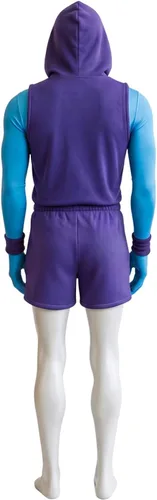 Vista 3 de Disfraz de esqueleto de rey para cosplay, conjunto de pantalones Conjunto completo de ropa deportiva con capucha de Skeleton King, color morado