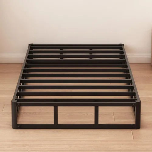 Vista 3 de Husleephu - Base de cama de metal de perfil alto de 8.0 in Incluye funda de tela, base de colchón resistente, fácil montaje, sin ruido, color negro