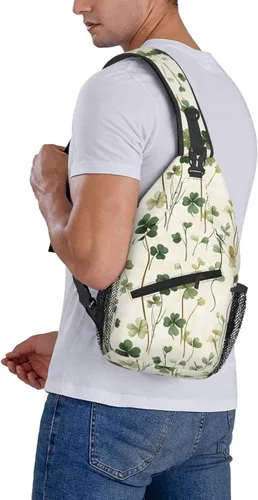 Vista 6 de Small Crossbody Bags for Women Men - Vintage Grass Green Print Adjustable Shoulder Bag Fanny Packs Belt Sling Bag Crossbody Purses Backpack for