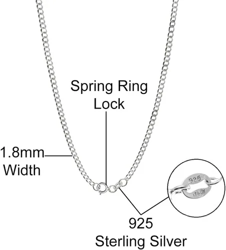 Vista 2 de Savlano Collar de cadena de eslabones cubanos de plata de ley 925 de 0.071in para hombres y mujeres, hecho en Italia, viene en caja de regalo, Plata