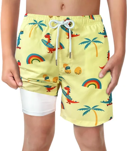 Vista 43 de Trajes de Baño para Niños con Forro de Compresión Cómodos Shorts de Natación Anti-Rozaduras Elásticos UPF Secado Rápido Talla 3T-20 Estrellas Águila