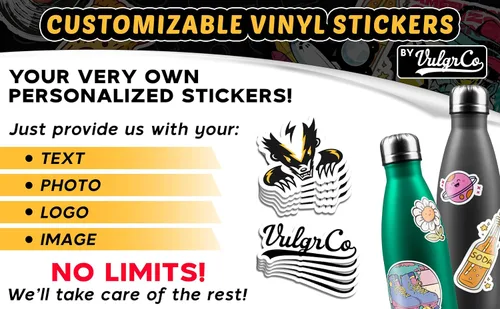 Vista 4 de VulgrCo Calcomanías personalizadas de corte individual, divertidas, negocios, bodas, cumpleaños, regalos, impermeables, respuesta rápida, resistente