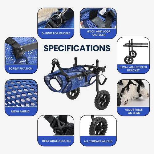 Vista 3 de Silla de ruedas para perros para patas traseras, carrito de silla de ruedas para perros, sillas de ruedas para perrito/gato con patas traseras