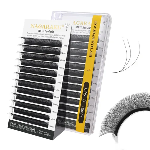 Vista 18 de NAGARAKU Extensiones de pestañas prefabricadas en abanico 3D W 0.05 C 0.315 0.05-C 3D W