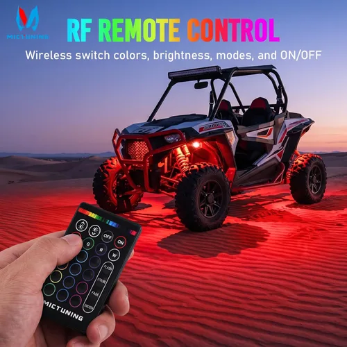 Vista 3 de MICTUNING Kit de luces LED RGB 2025 mejorado, 8 cápsulas de luz neón multicolor con control remoto RF a prueba de agua 12V para autos, camiones