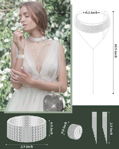 Vista 6 de Juego de 5 monederos de embrague de diamantes de imitación para el día de San Valentín para mujer, con forma de corazón, borla y bolsa de mano