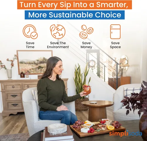 Vista 4 de Simpli Soda BLÜ Máquina Gasificadora de Agua, Máquina Premium para Hacer Soda, Máquina de Agua Carbonatada y Gasificadora - Negro