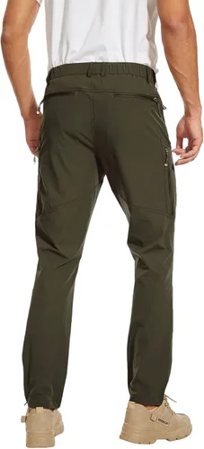 Vista 2 de Arunlluta Pantalones de senderismo para hombre, pantalones de viaje de senderismo, resistentes al agua, pantalones de trabajo elásticos de secado