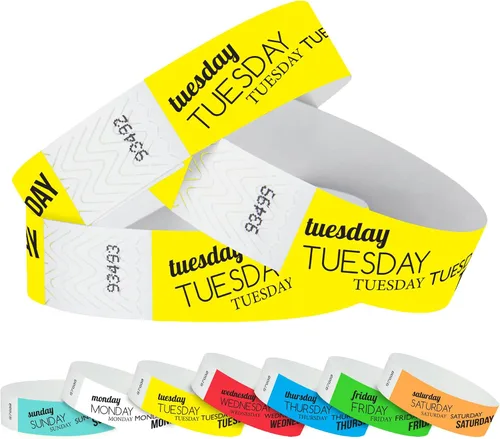 Vista 13 de WristCo Pulseras Tyvek - Paquete variado de fin de semana, 1,500 unidades ¾" x 10" - impermeables, reciclables, cómodas, resistentes a desgarros
