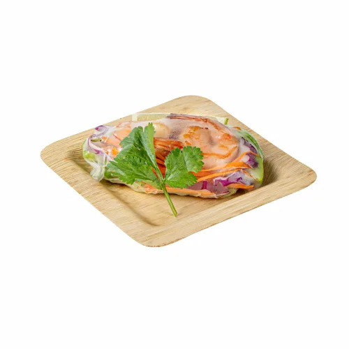 Vista 9 de Restaurantware Bambuddha - Platos de bambú de 4.7 x 4.7 pulgadas, 100 platos duraderos para aperitivos, platos desechables de bambú