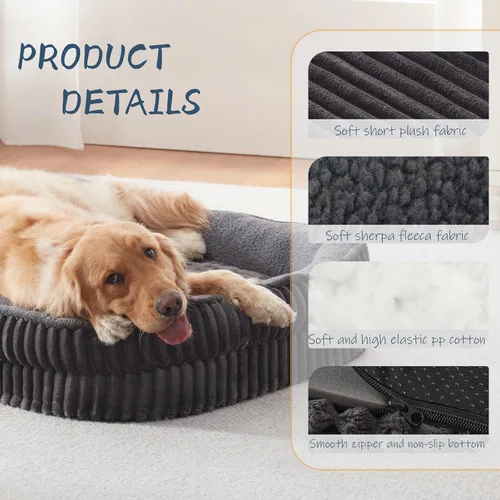 Vista 3 de Cama ortopédica para perros para cachorros, razas de perros extra pequeños, cama ovalada para gatos, sofá cama para perros de espuma de celda