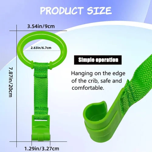 Vista 2 de 4 anillos de plástico para cuna de bebé, soporte auxiliar de ejercicios para caminar para niños Anillos colgantes de cuna de 4 colores para bebé