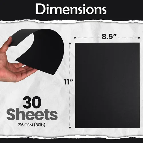 Vista 2 de SANZIX 30 hojas de papel de cartulina negra de 8.5 x 11 pulgadas, 80 libras/216 GSM, papel de impresora pesado para tarjetas de bricolaje, álbumes