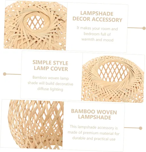 Vista 4 de Pantalla tejida de bambú para interiores, accesorio de cubierta de luz colgante para dormitorio, pantalla de lámpara de estilo simple