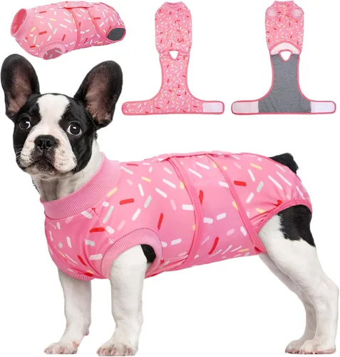 Vista 55 de Kuoser Traje de cirugía para perro, cómodo traje de recuperación para perras, mameluco protector posoperatorio, alternativa suave al cuello E