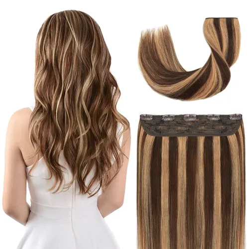 Vista 23 de Winsky - Extensiones de cabello humano real Remy - Una pieza azul balayage, extensiones de cabello con clip, 70 gramos para mujer