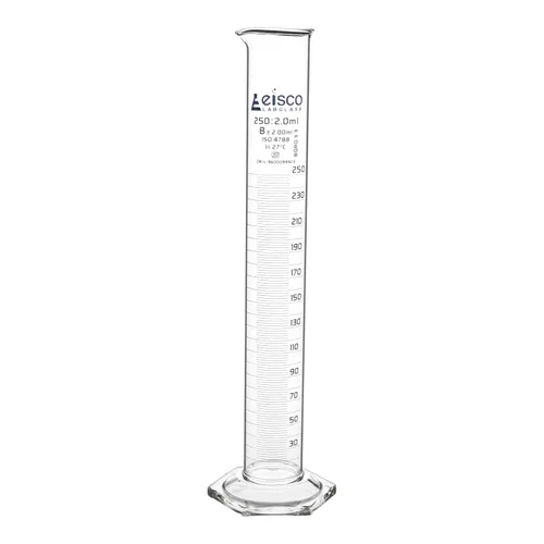Vista 6 de EISCO Cilindro graduado, 1.7 fl oz - Tolerancia de clase B ± 0.0 fl oz Base hexagonal Azul Graduaciones Borosilicato 3.3 Glass- Eisco Labs