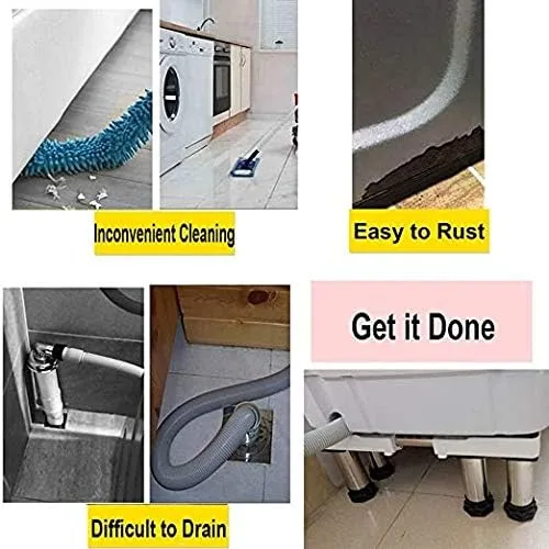 Vista 5 de Base de soporte para lavadora para nevera, estante alto, multifuncional, ajustable, soporte para lavadora y secadora, longitud de pedestal