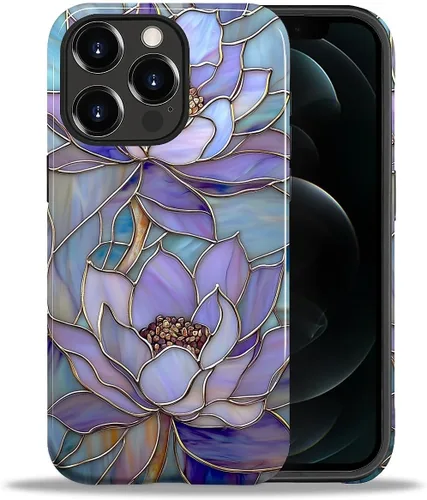 Vista 87 de ZHEGAILIAN Funda para iPhone 11, carcasa dura a prueba de golpes + silicona suave 2 en 1 híbrida, parachoques a prueba de caídas - Vidrio manchado