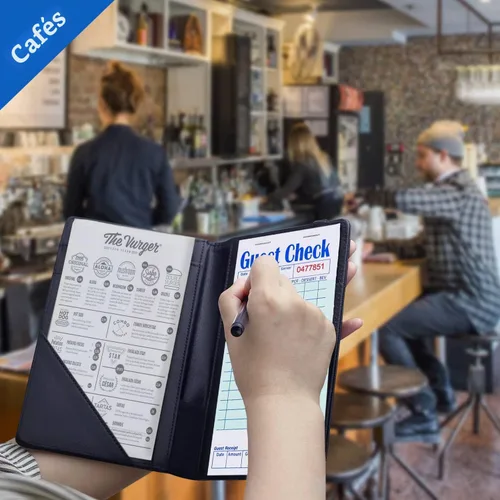 Vista 5 de Methdic Talonarios de Comandas para Servidores, Bloc de Notas para Meseras 250 Órdenes para Restaurantes (5 Libros)